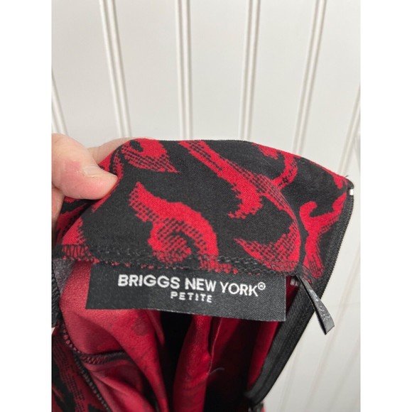 Briggs New York Dark Red Black Print Maxi Skirt Slit in the Back Size 12 Petite - Picture 11 of 13